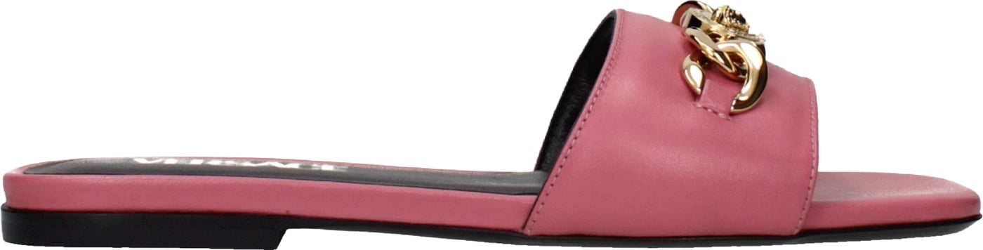 Versace Pink Leather Slippers