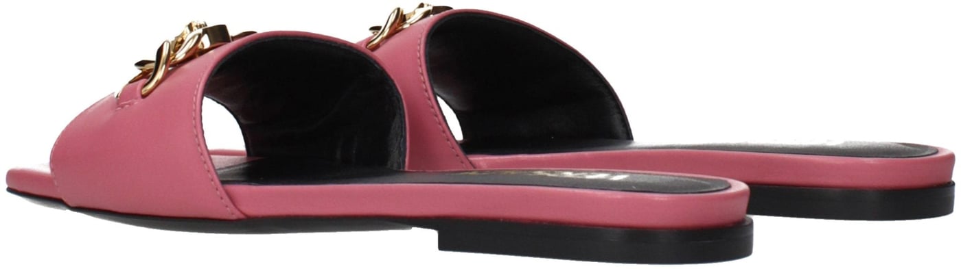 Versace Pink Leather Slippers