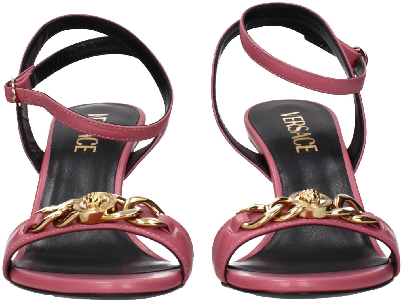 Versace Pink Leather Stiletto Heel Sandals