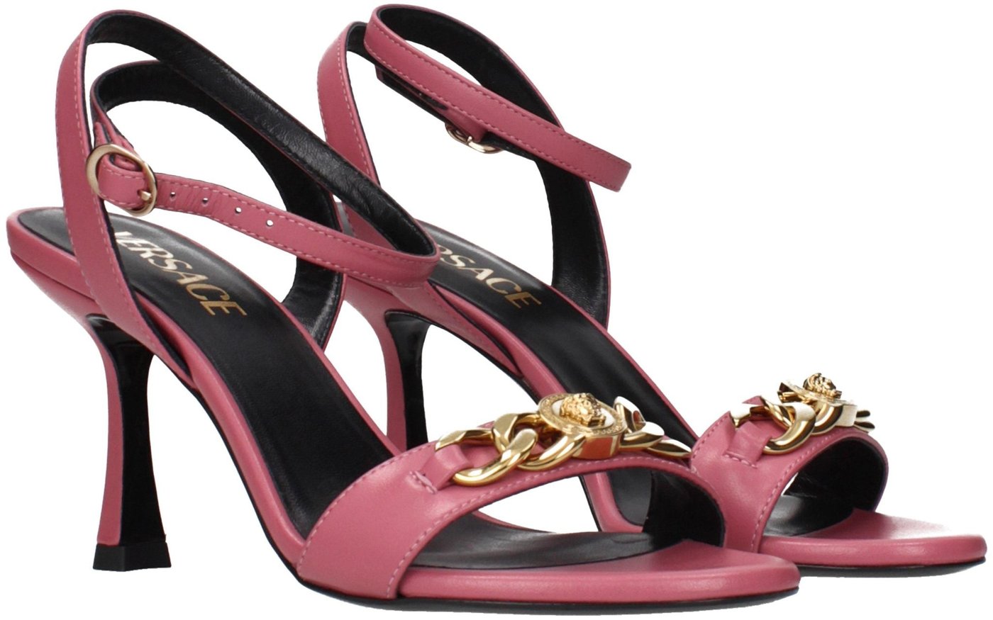 Versace Pink Leather Stiletto Heel Sandals