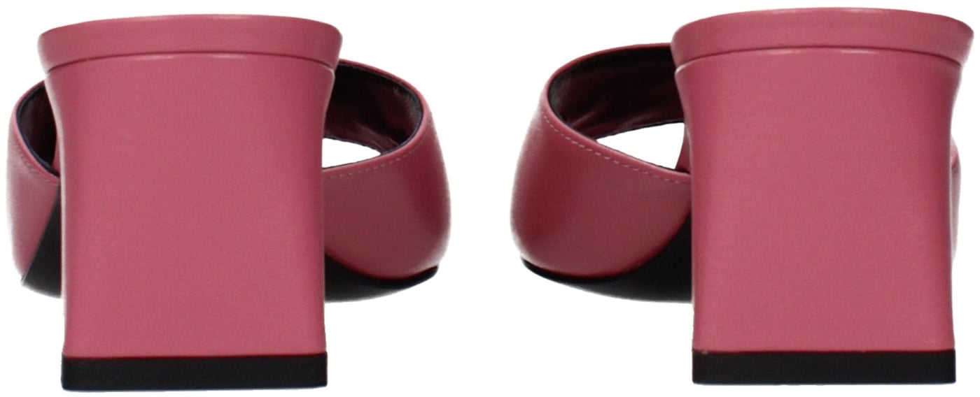 Versace Pink Leather Flat Sandals