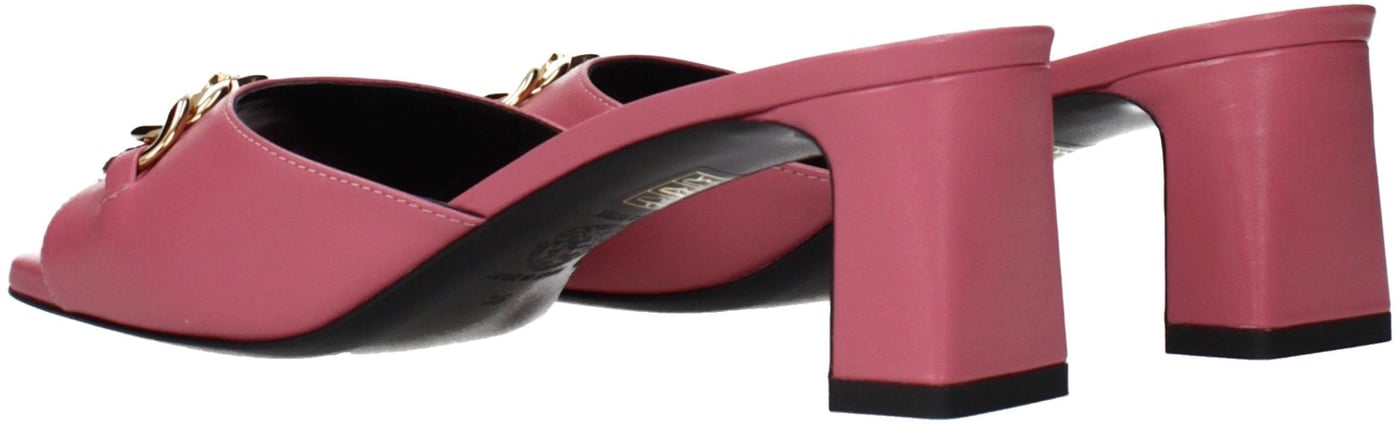 Versace Pink Leather Flat Sandals