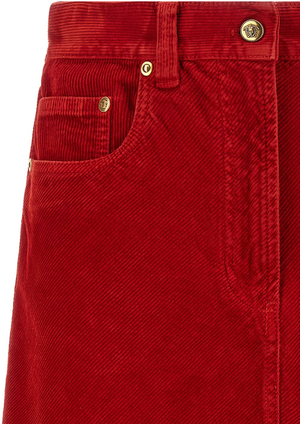 Versace Red Cotton Long Skirt