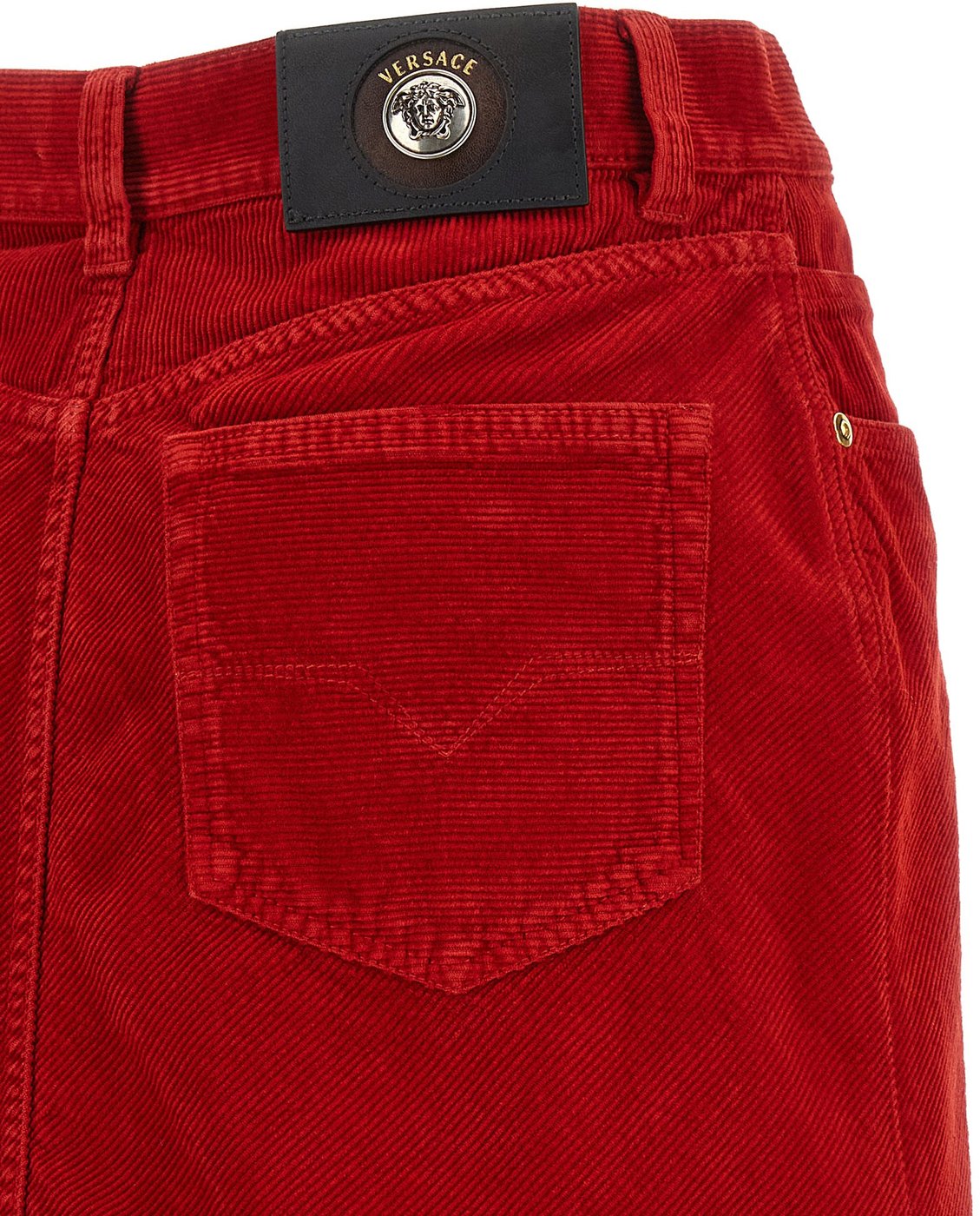 Versace Red Cotton Long Skirt