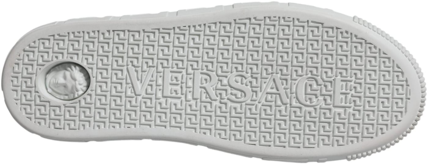 Versace White Pink Greca Print Platform Low Top Sneakers Shoes