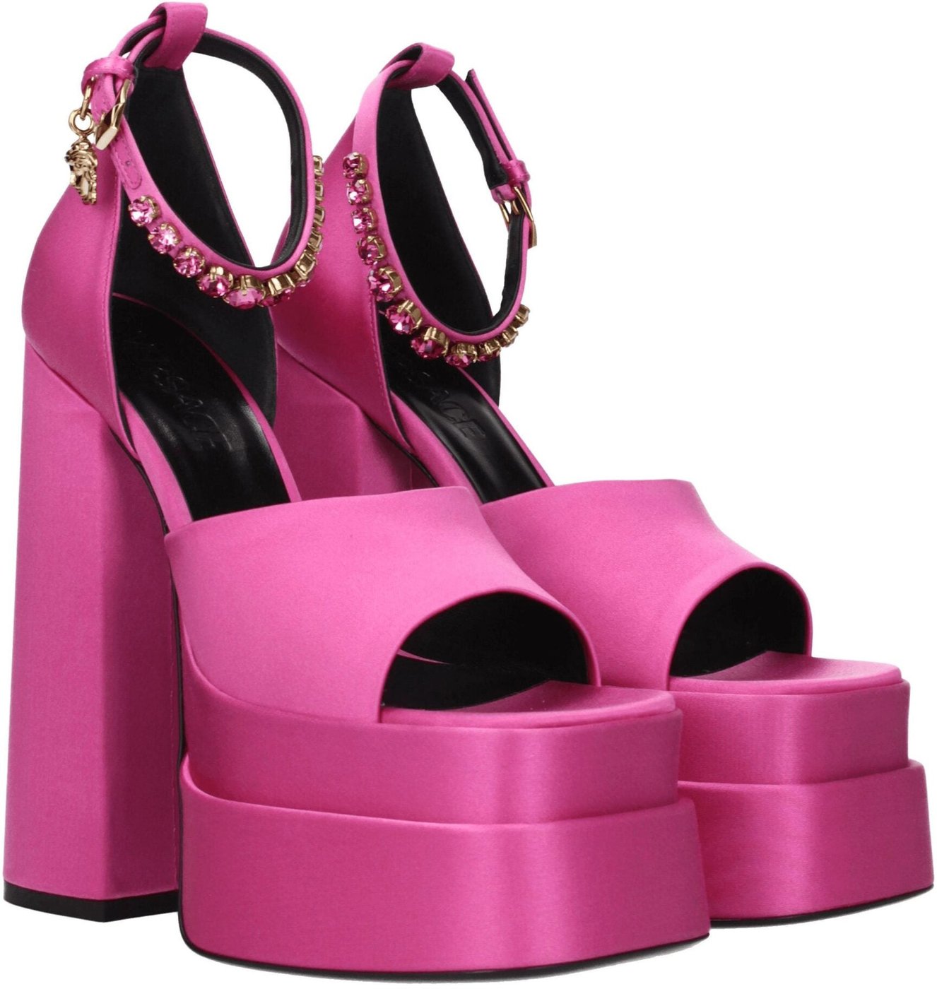 Versace Pink Satin Platform Sandals
