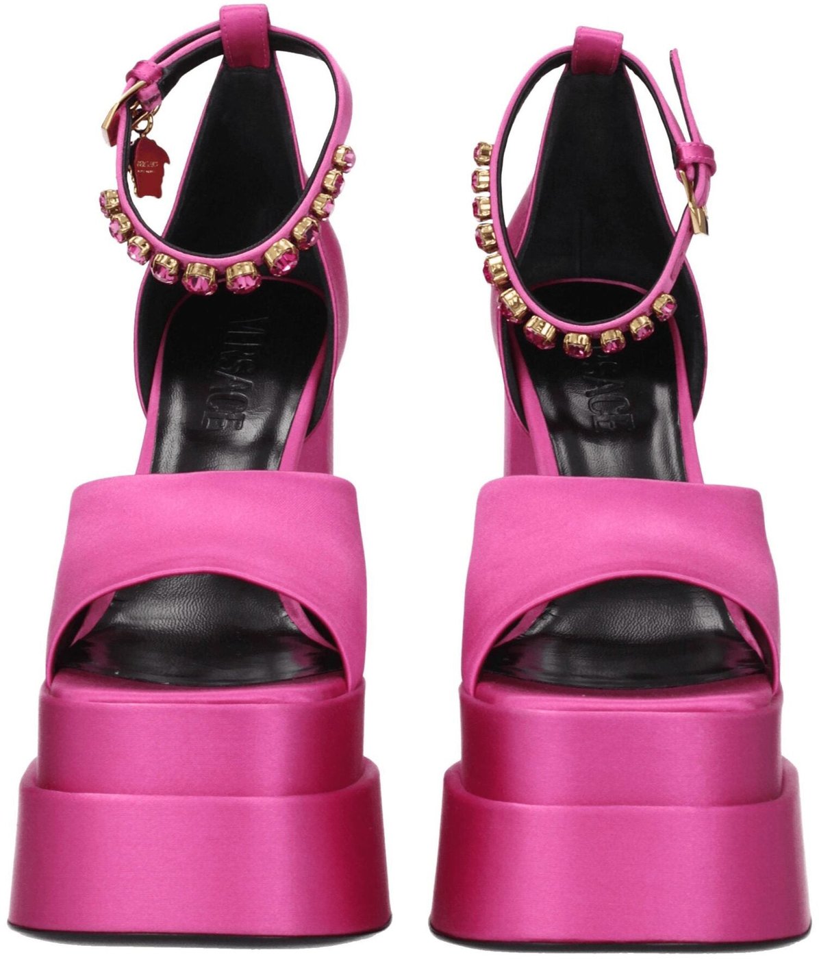 Versace Pink Satin Platform Sandals