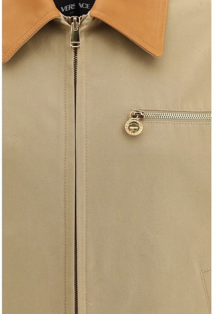 Versace Beige Cotton Full-Length Jacket