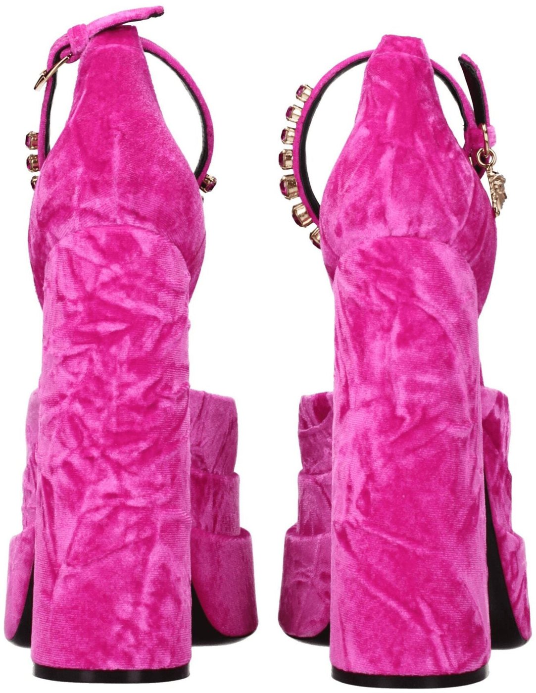 Versace Pink Velvet Platform Sandals