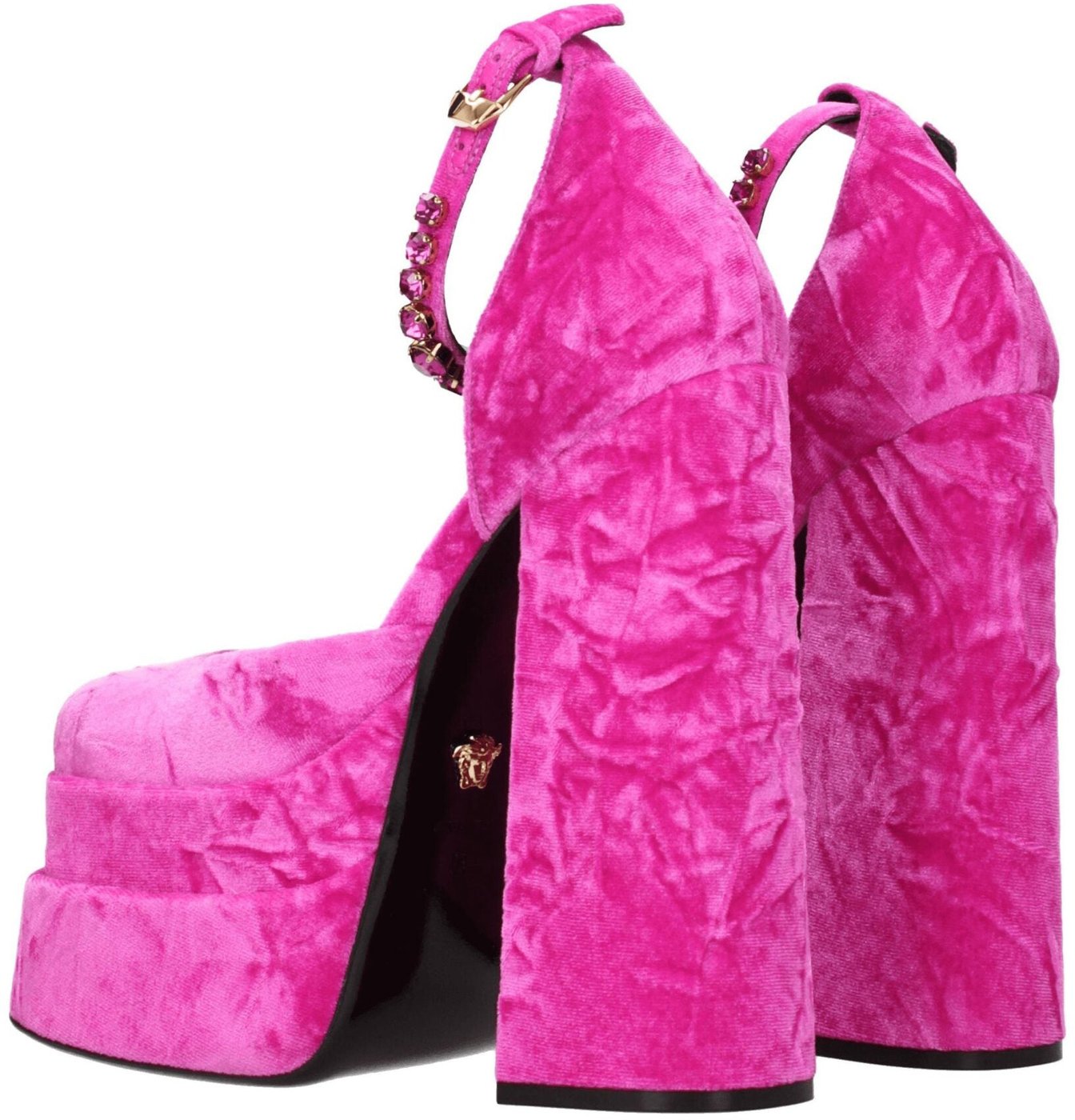 Versace Pink Velvet Platform Sandals