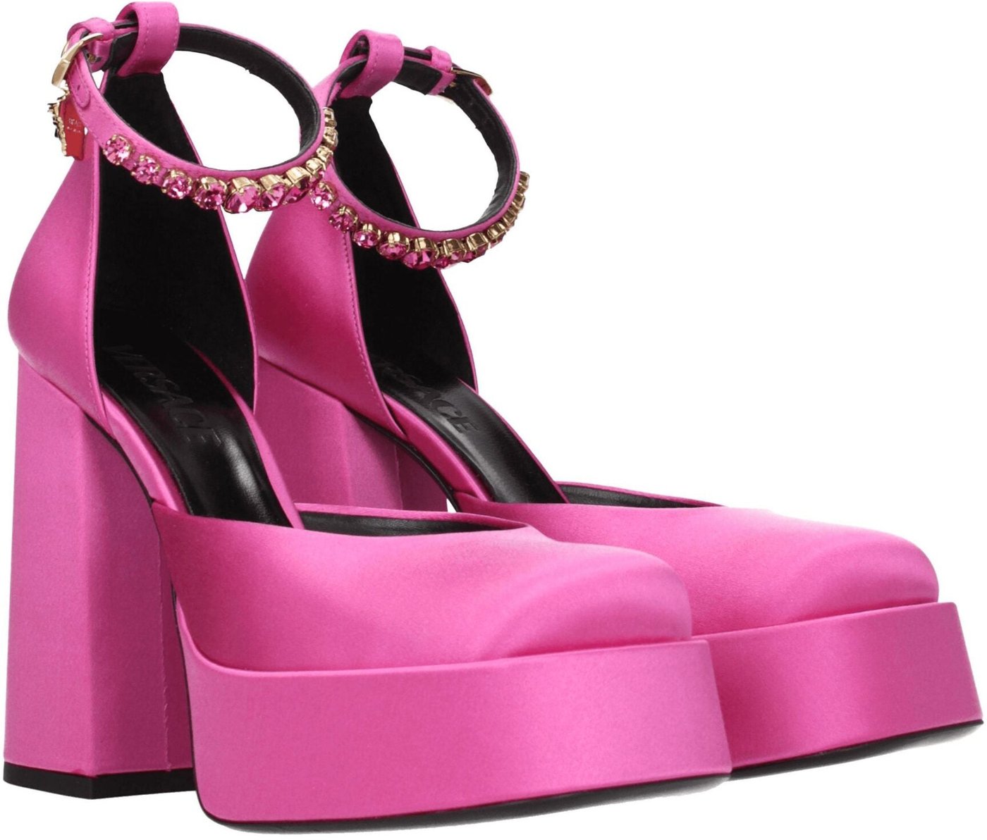 Versace Pink Satin Platform Pumps