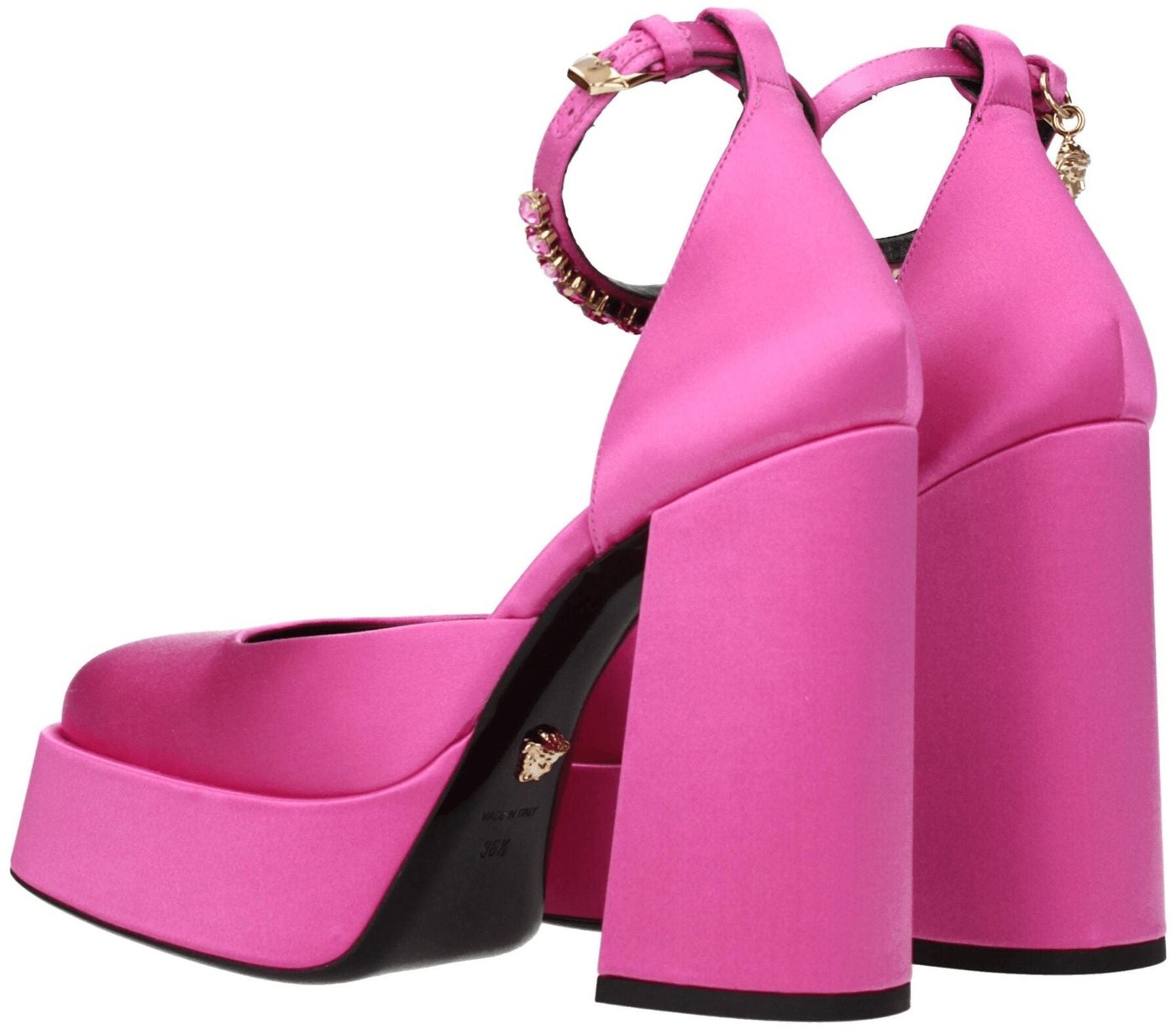 Versace Pink Satin Platform Pumps