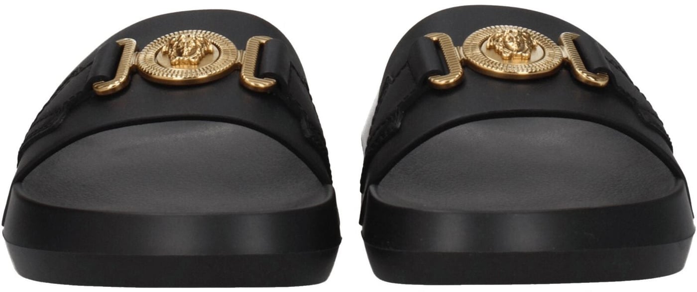 Versace Black Leather Slippers
