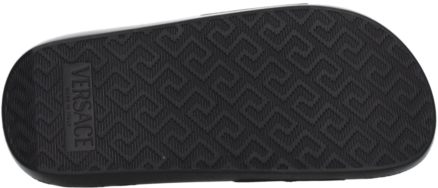 Versace Black Leather Slippers