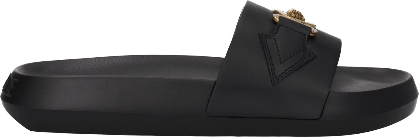 Versace Black Leather Slippers