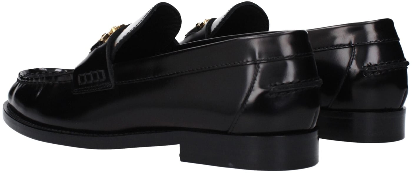 Versace Black Leather Slip-On Loafers