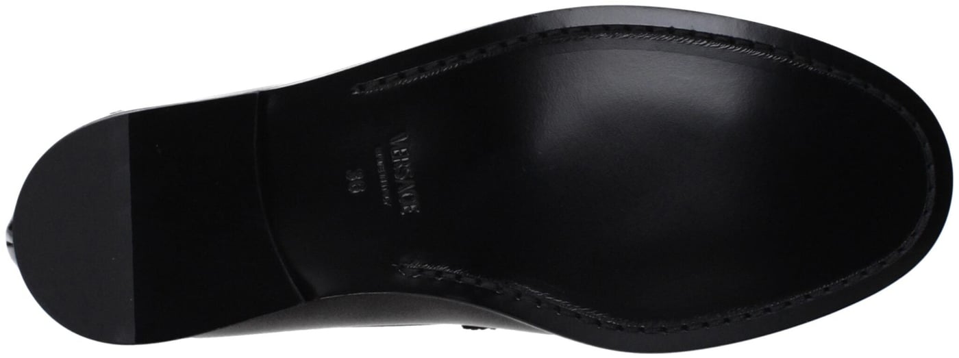 Versace Black Leather Slip-On Loafers