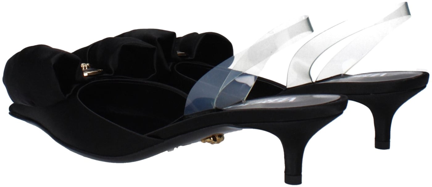 Versace Black Satin Flat Sandals