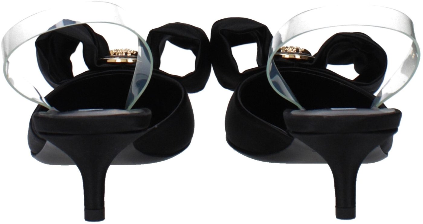Versace Black Satin Flat Sandals
