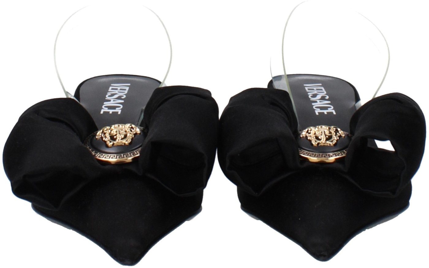 Versace Black Satin Flat Sandals