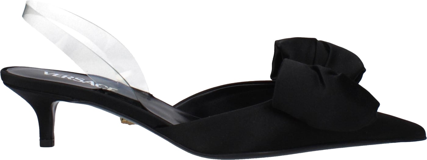 Versace Black Satin Flat Sandals