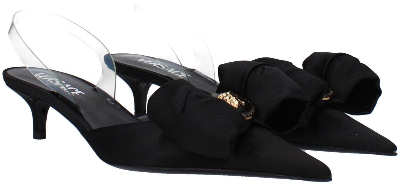 Versace Black Satin Flat Sandals