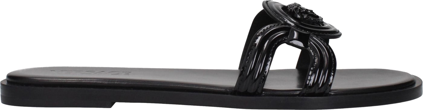 Versace Black Leather Slippers