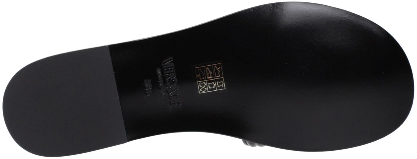 Versace Black Leather Slippers