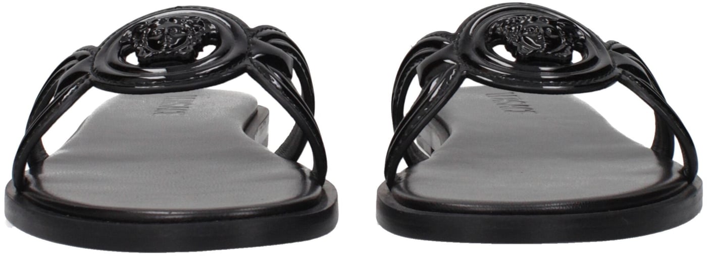 Versace Black Leather Slippers