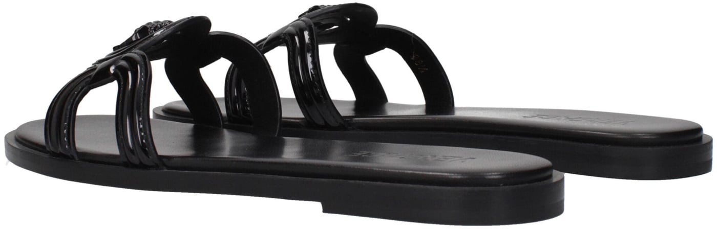 Versace Black Leather Slippers