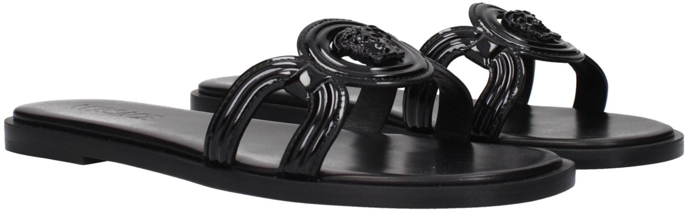 Versace Black Leather Slippers