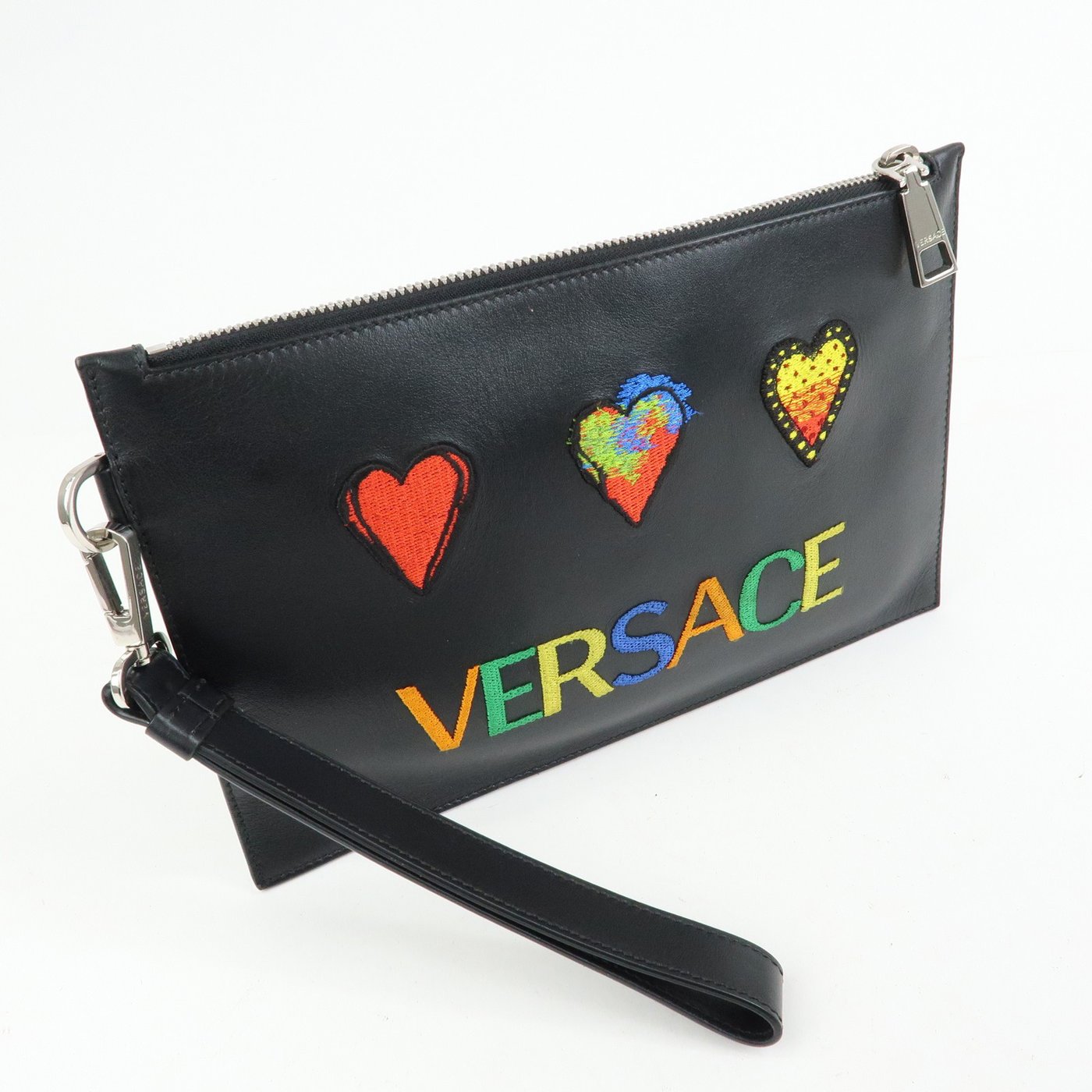 Versace Wristlet Printed Leather Medium