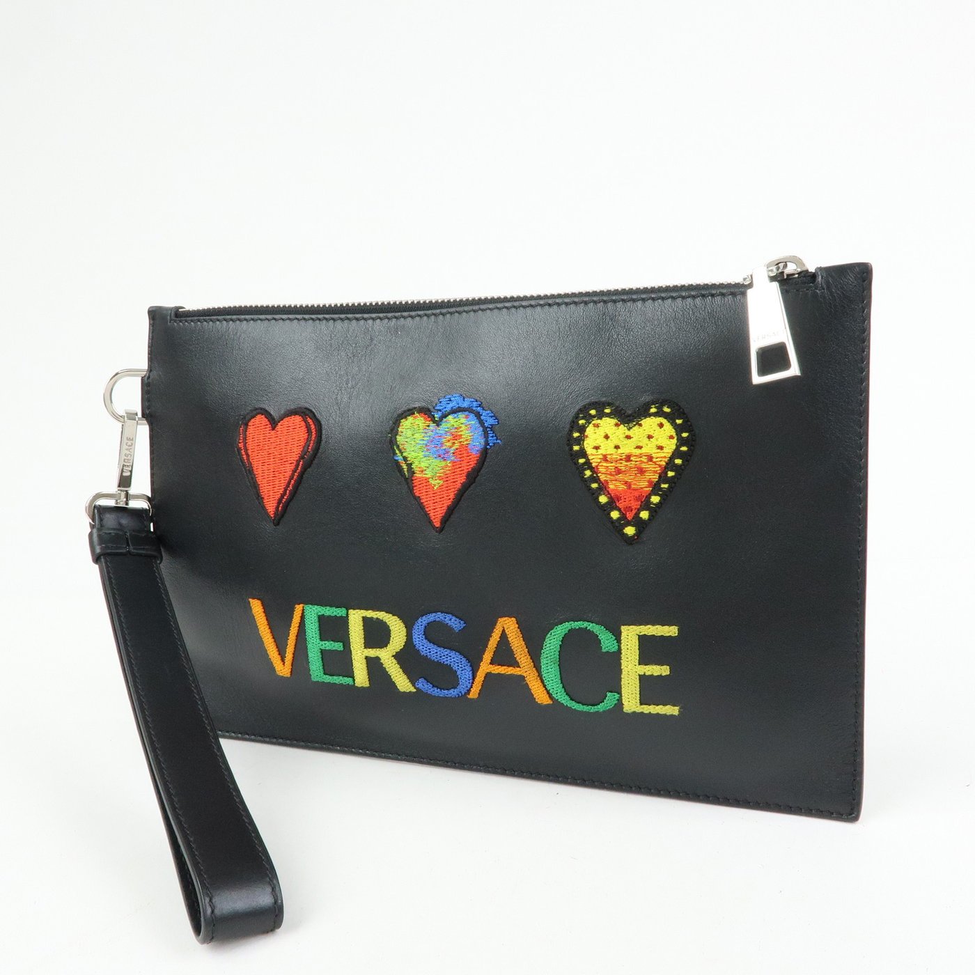 Versace Wristlet Printed Leather Medium
