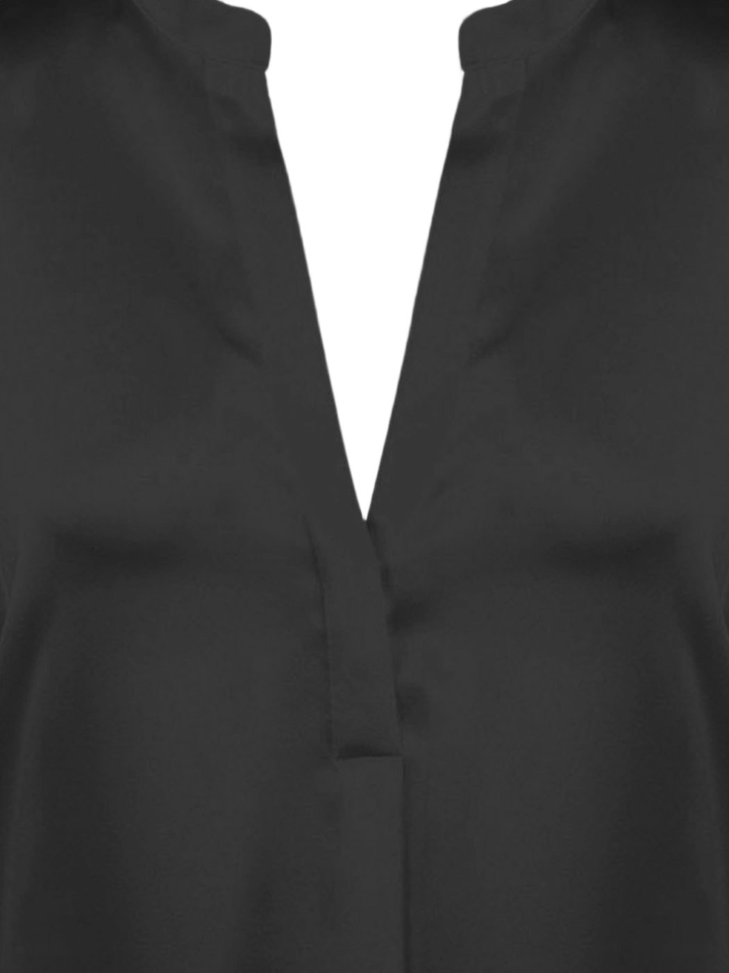Silk V-Neck Shirt with Mandarin Collar and Adjustable Cuffs