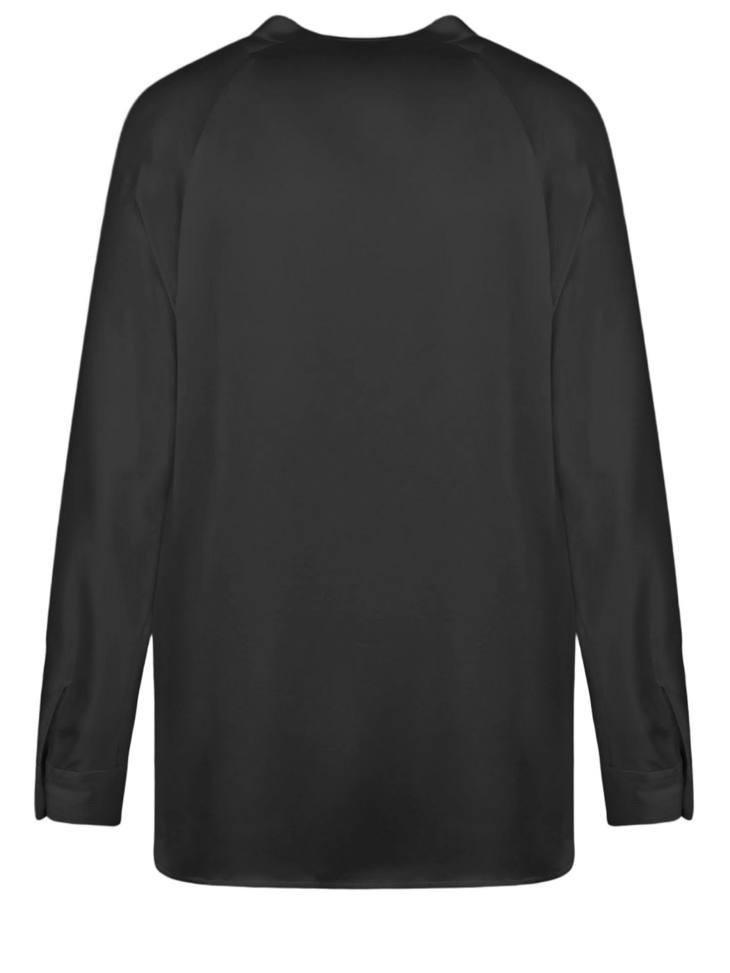 Silk V-Neck Shirt with Mandarin Collar and Adjustable Cuffs
