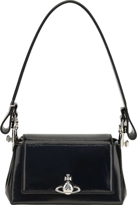 Vivienne Westwood Black Calf Leather Bos Taurus Shoulder Bag