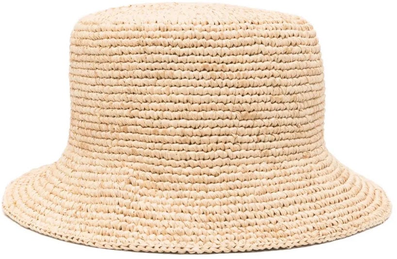 Raffia Bucket Hat Beige