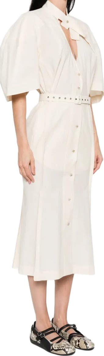 Belted Loop Midi Dress Cream