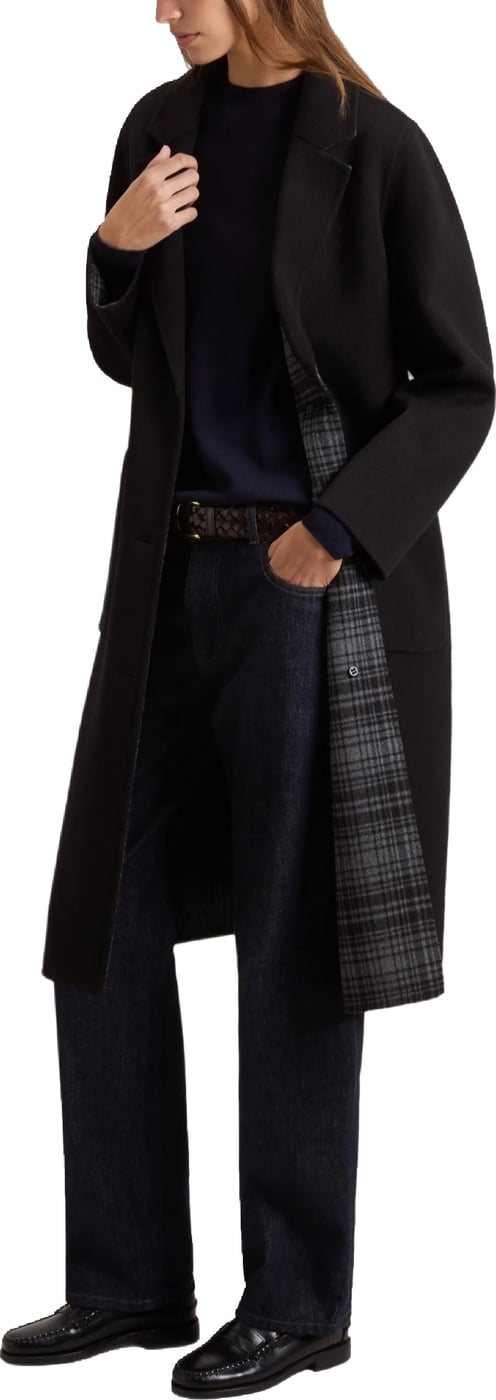 Double wool coat zwart