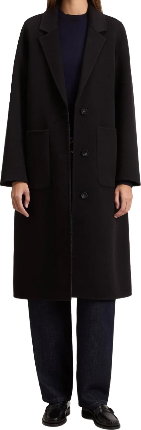 Double wool coat zwart