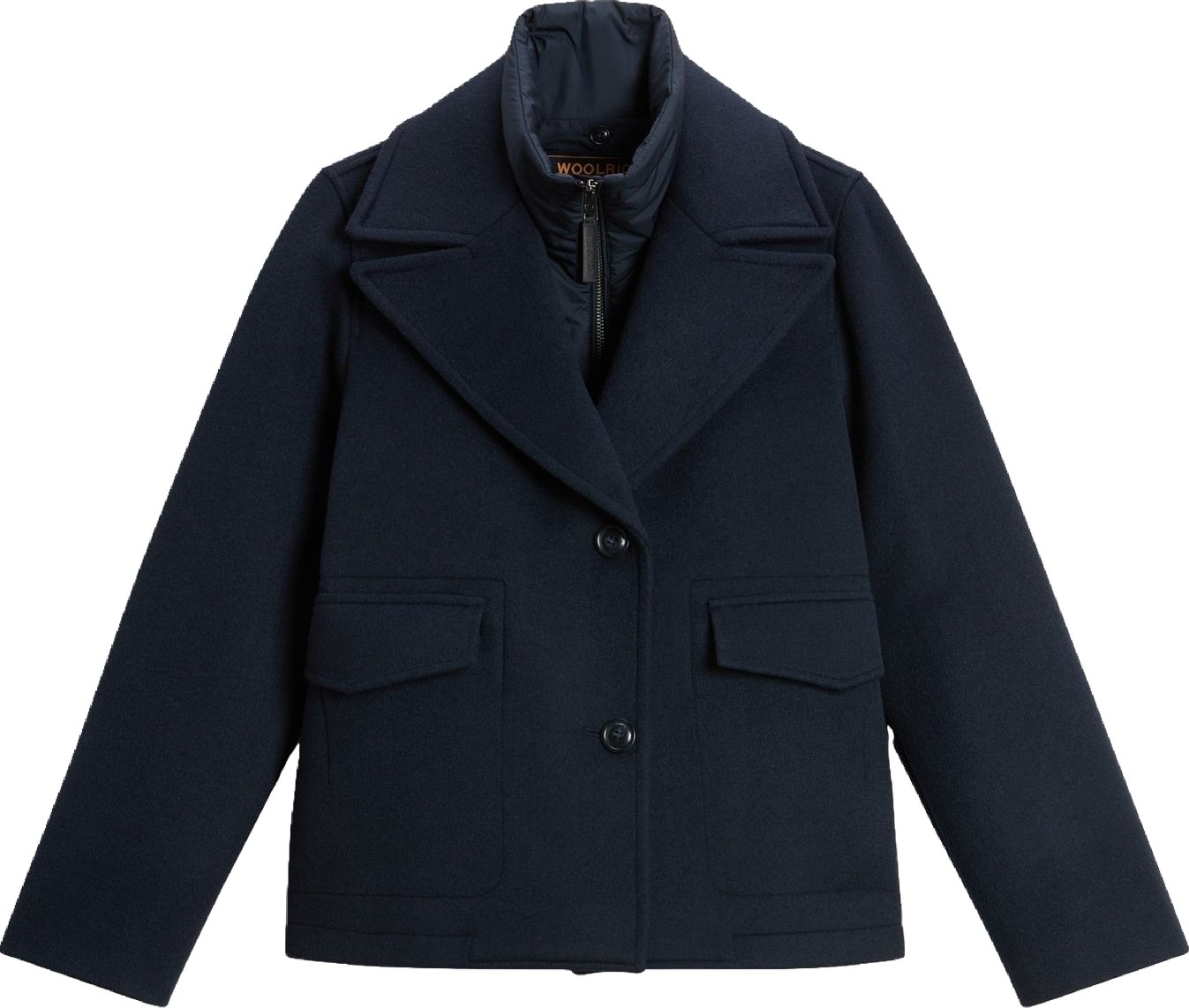 Dames Melton wollen 2-in-1 peacoat Blauw