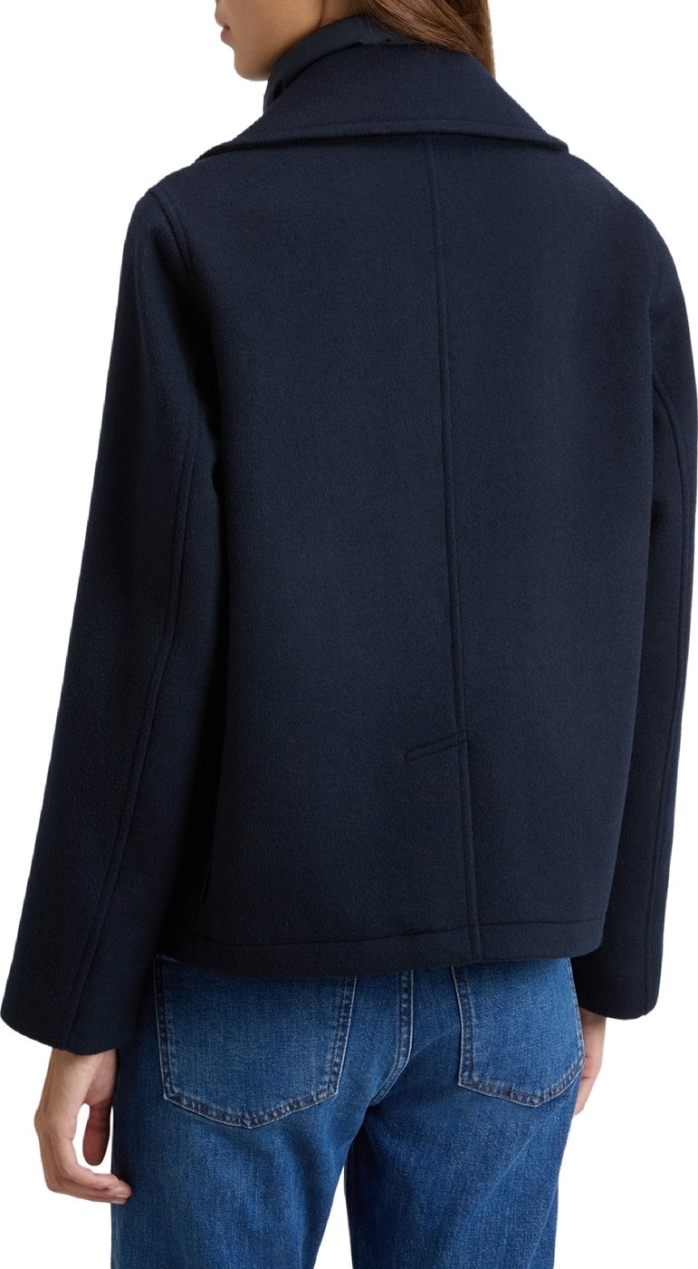 Dames Melton wollen 2-in-1 peacoat Blauw