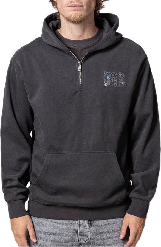 NELSON HALF ZIP HOODIE - STONE GREY