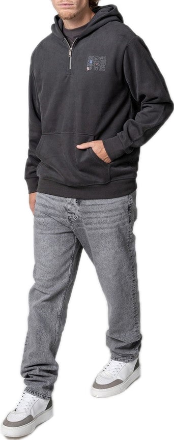 NELSON HALF ZIP HOODIE - STONE GREY