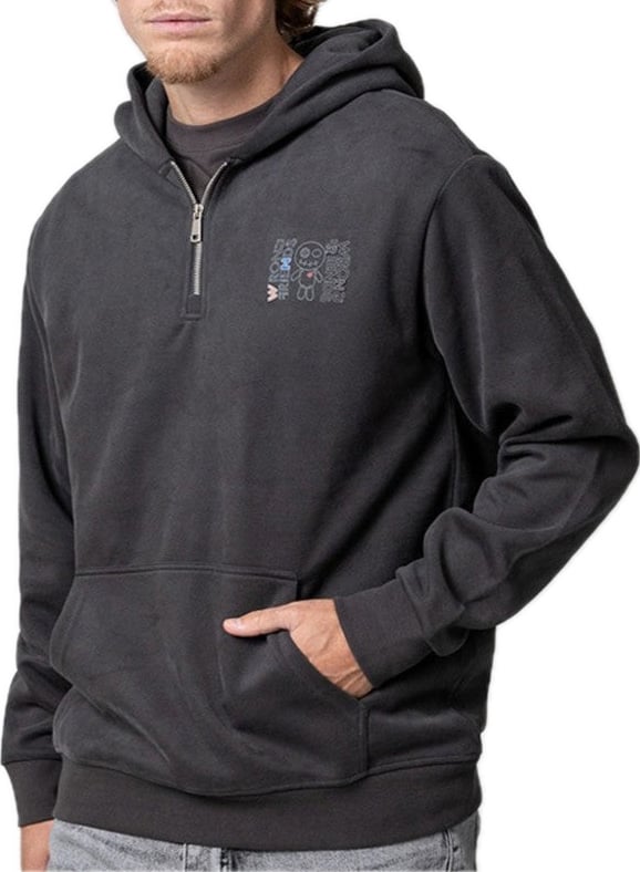 NELSON HALF ZIP HOODIE - STONE GREY