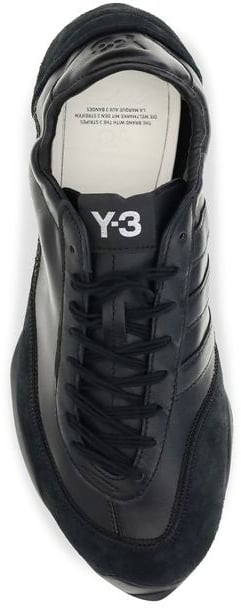 Y-3 Black Calf Leather Bos Taurus Athletic Sneakers