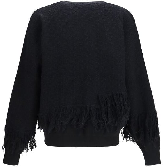 Black Three-Stripe Textured Knit Sweater