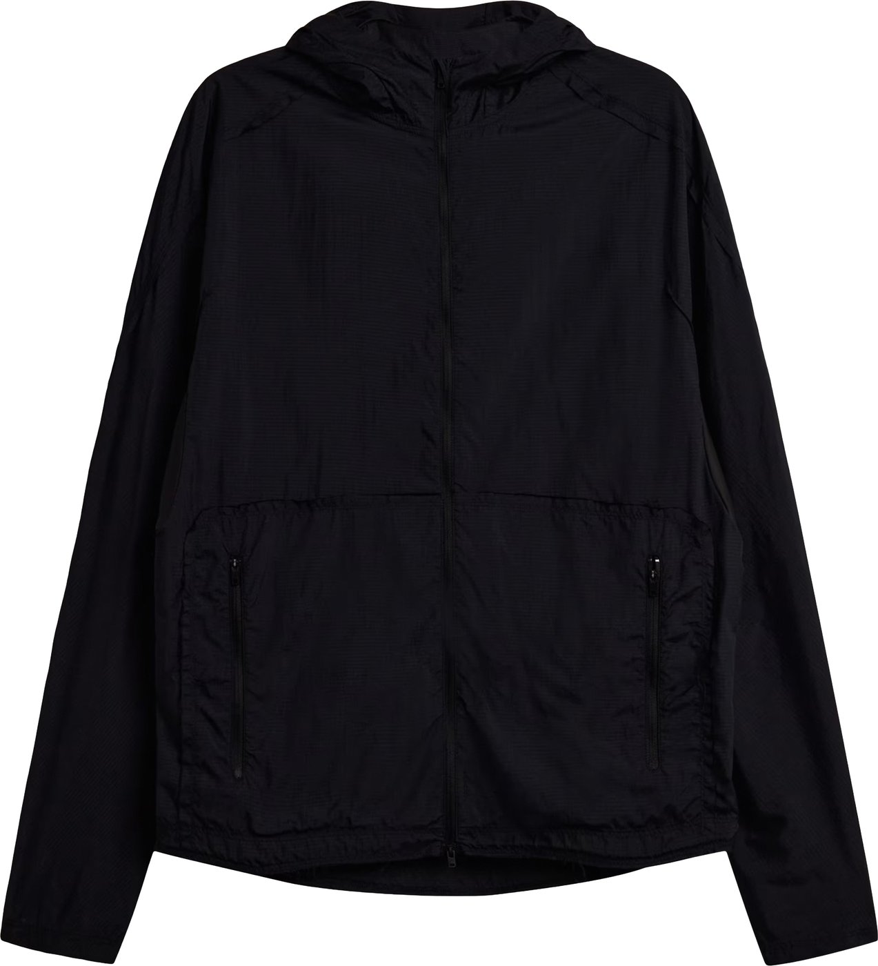 Sleek Black Hooded Polyamide Sports Jacket