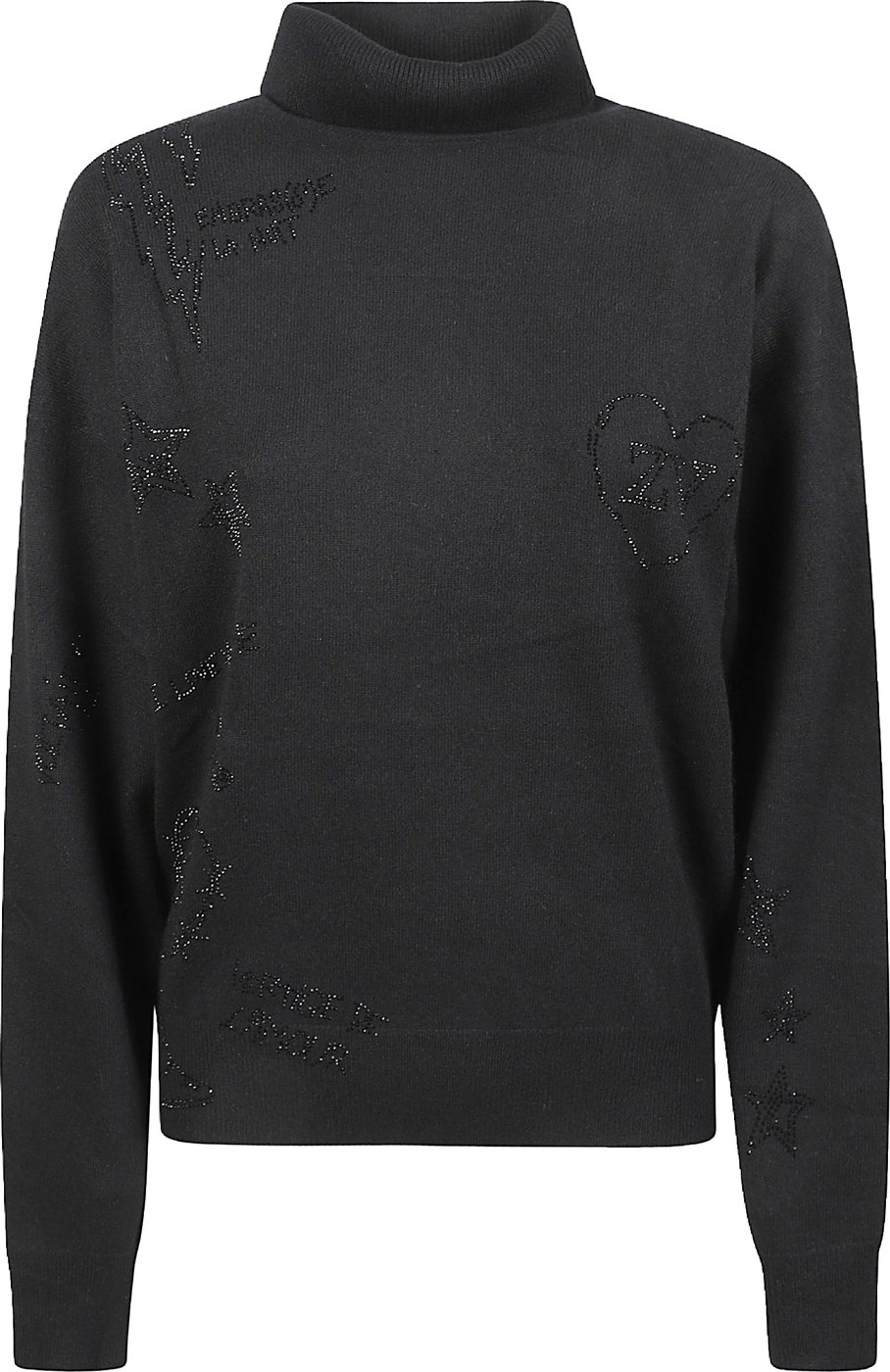 Souly Strass Multidraw Turtle Neck Sweater Black