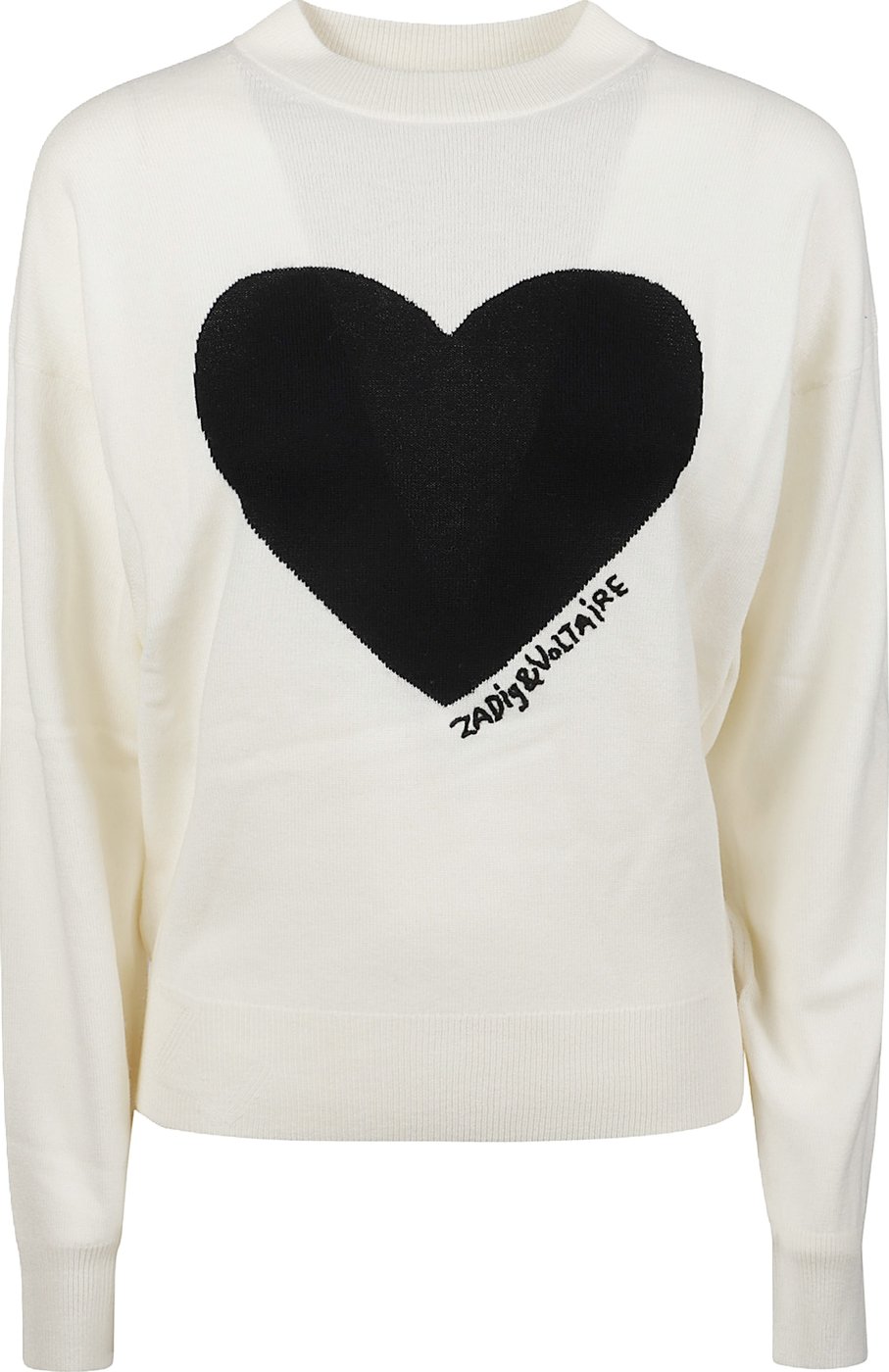 Soulo Heart Round Neck Sweater Nude